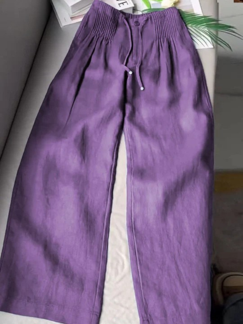 Veloria Relaxed Wide-Leg Trousers - Purple