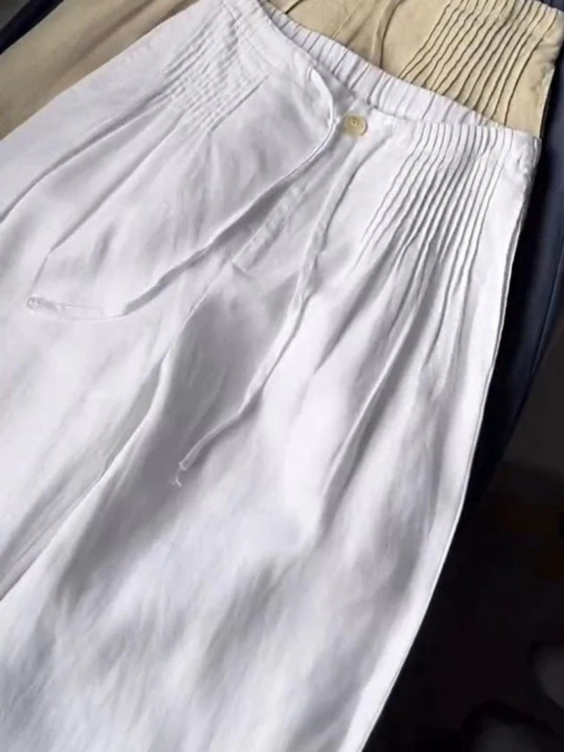 Veloria Relaxed Wide-Leg Trousers - White