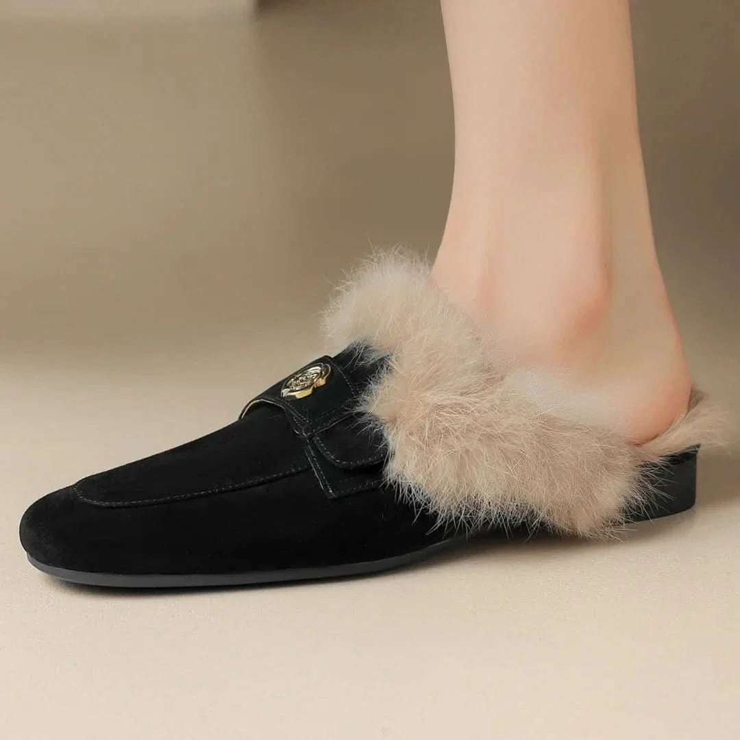 Veloura Suede-Look Warm-Lined Mules