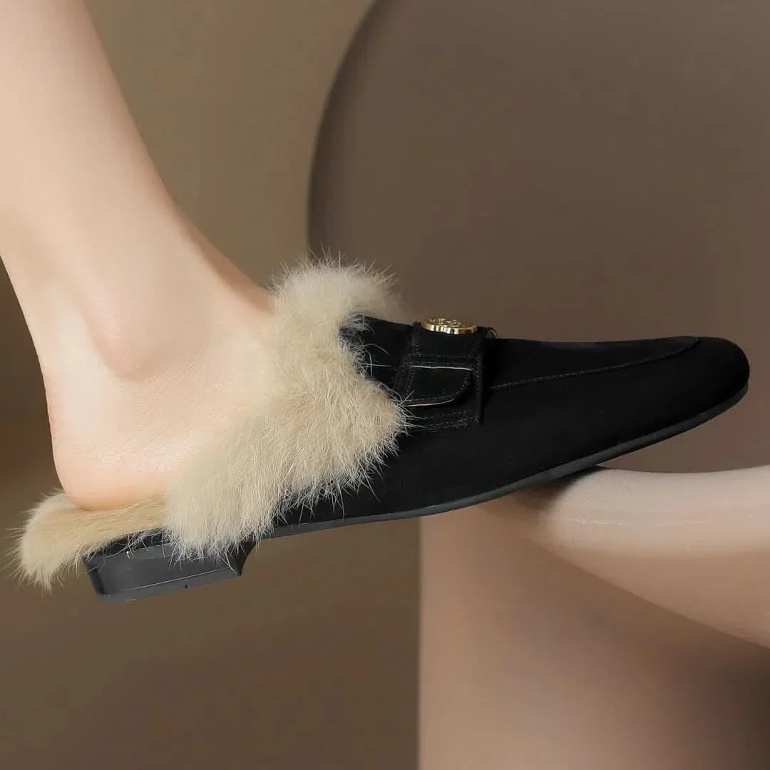 Veloura Suede-Look Warm-Lined Mules