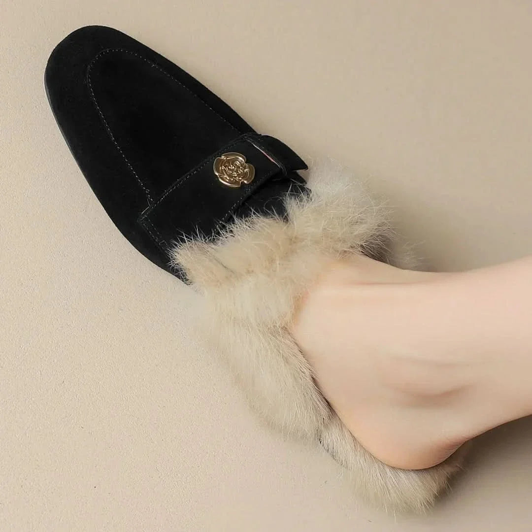 Veloura Suede-Look Warm-Lined Mules