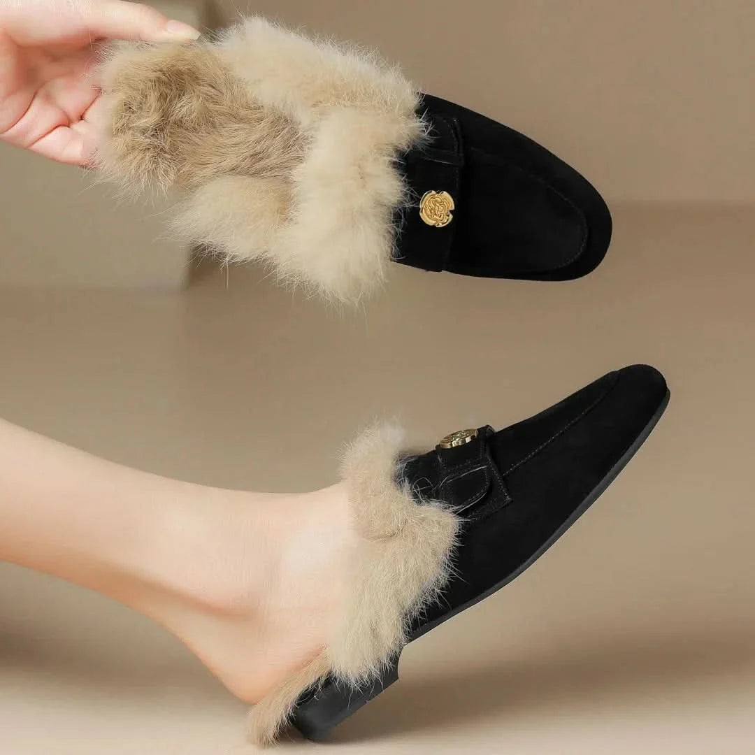 Veloura Suede-Look Warm-Lined Mules