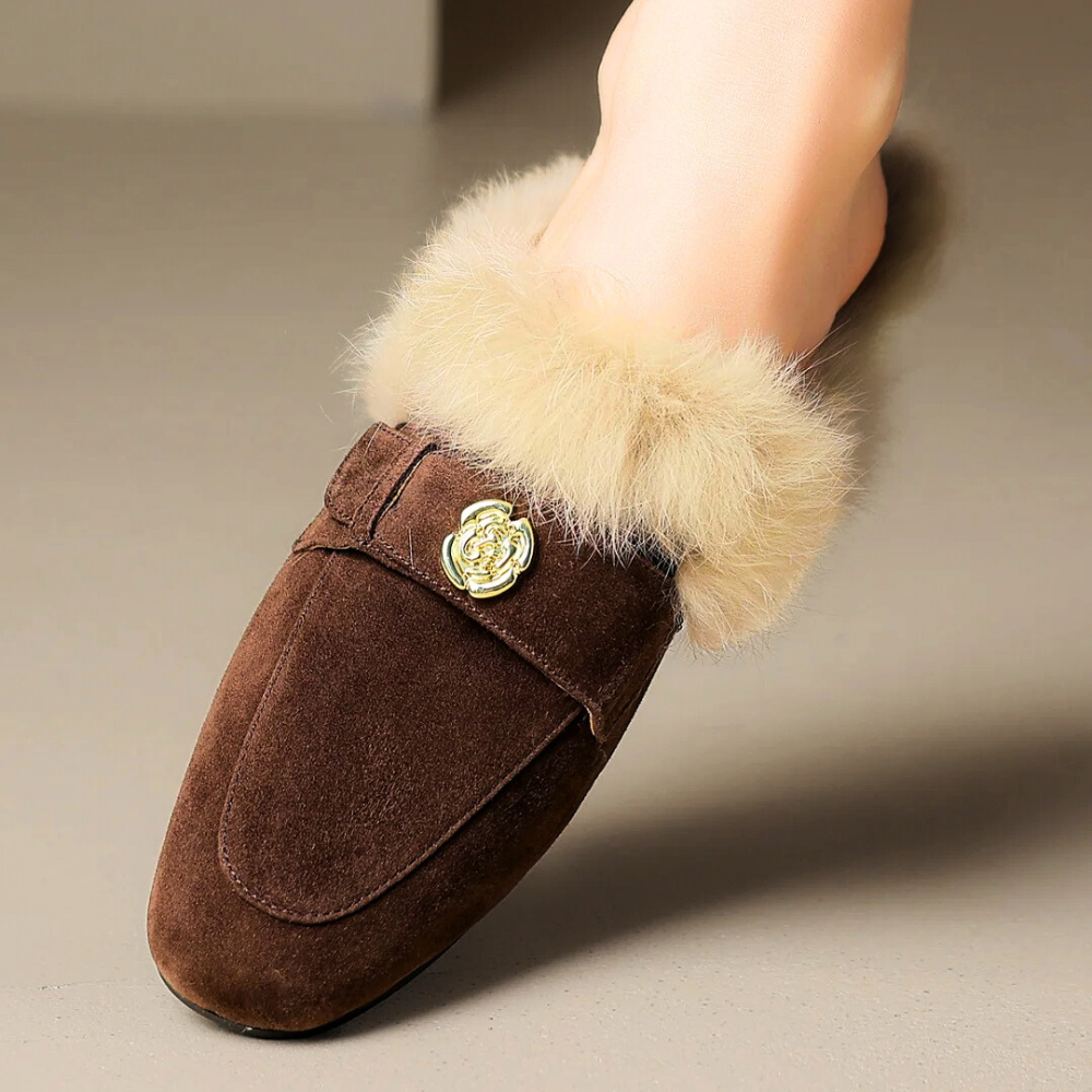 Veloura Suede-Look Warm-Lined Mules