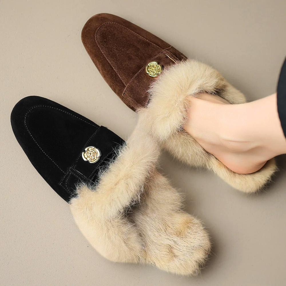 Veloura Suede-Look Warm-Lined Mules
