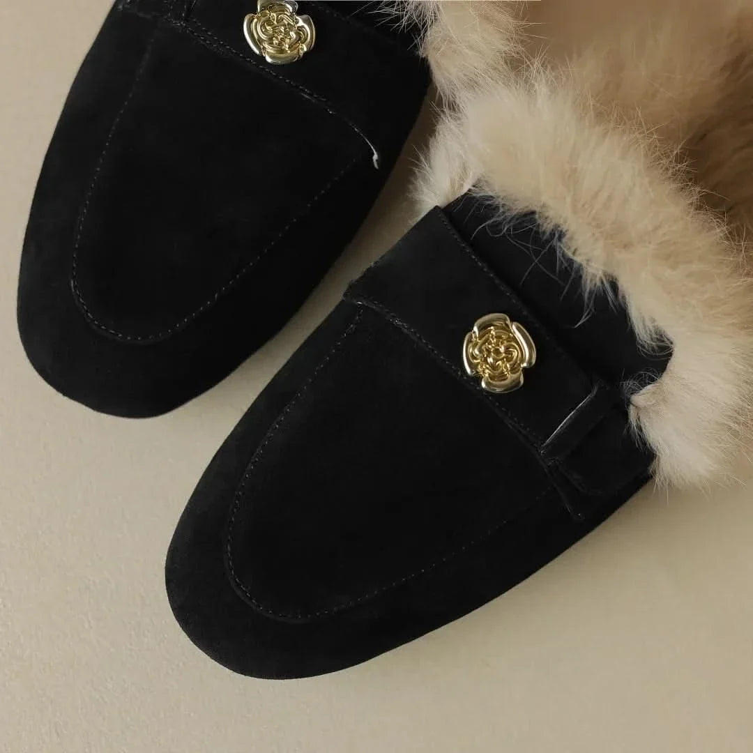 Veloura Suede-Look Warm-Lined Mules