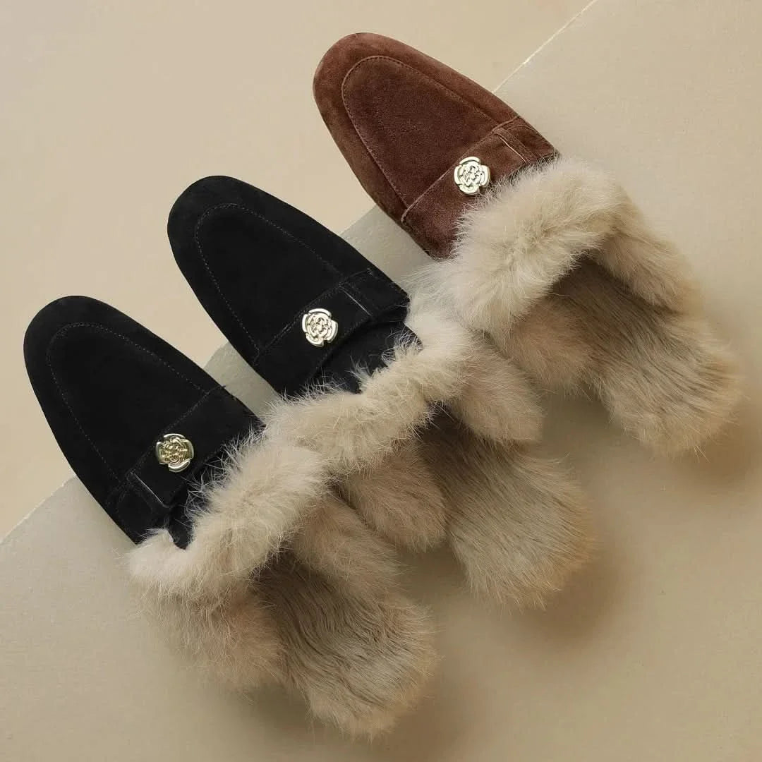 Veloura Suede-Look Warm-Lined Mules