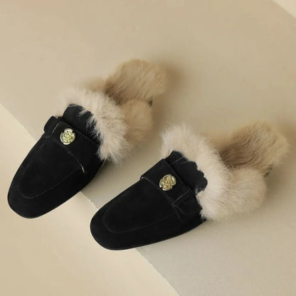 Veloura Suede-Look Warm-Lined Mules