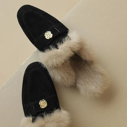 Veloura Suede-Look Warm-Lined Mules