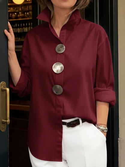 Vera Elegant Collar Blouse - Burgundy