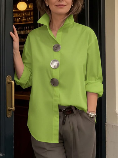 Vera Elegant Collar Blouse - Green