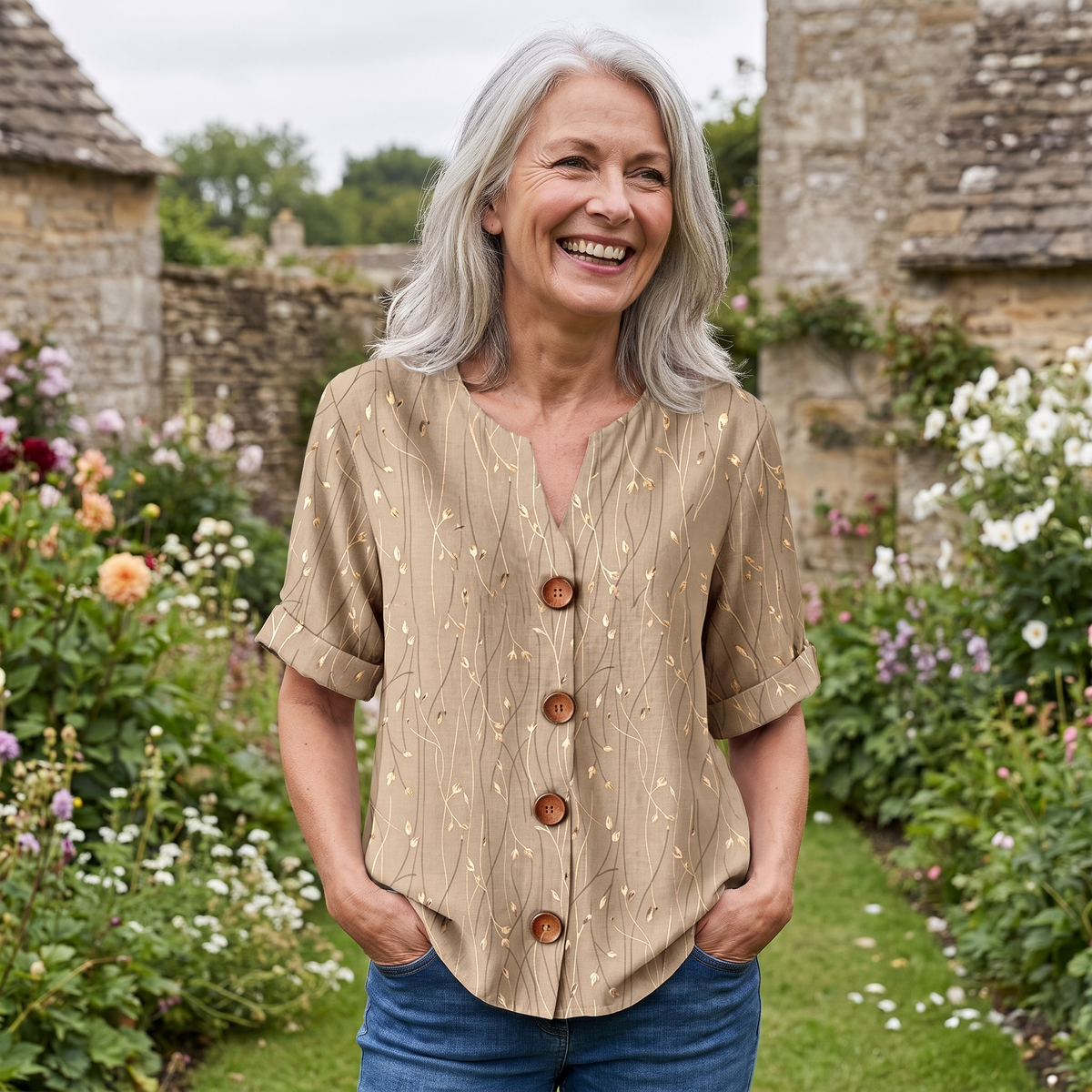Veredon Button Detail Blouse