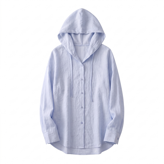 Victoria Linen Hoodie - Blue