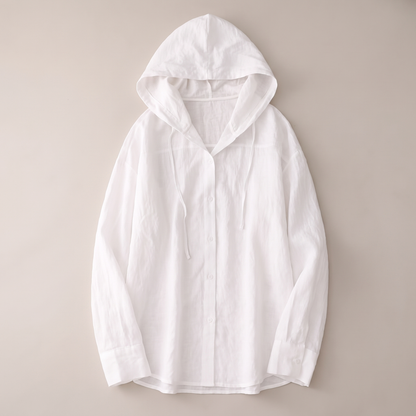 Victoria Linen Hoodie - White