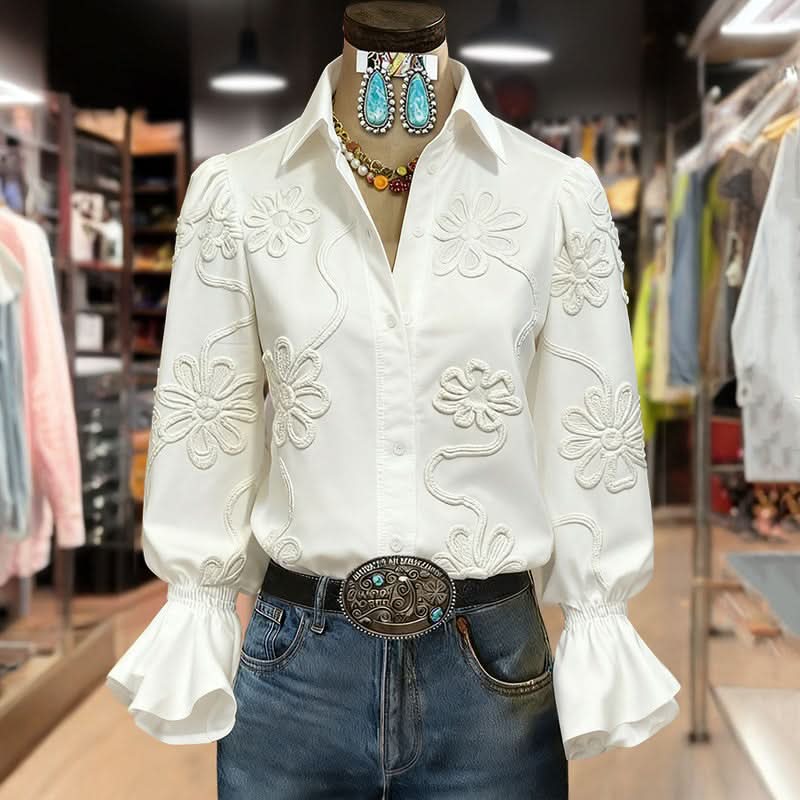 Violet Print Blouse - White
