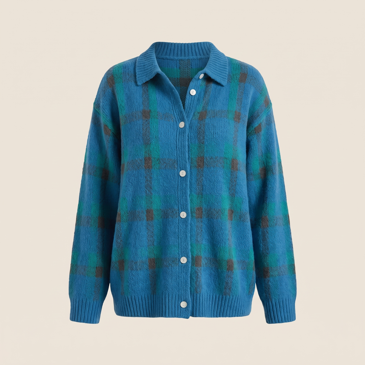 Vivienne Retro Check Sweater - Blue
