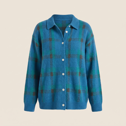 Vivienne Retro Check Sweater - Blue