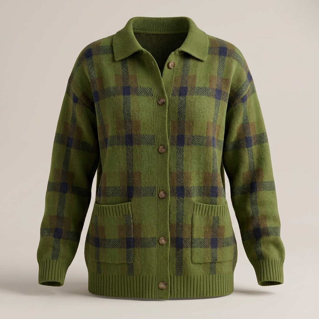 Vivienne Retro Check Sweater - Green