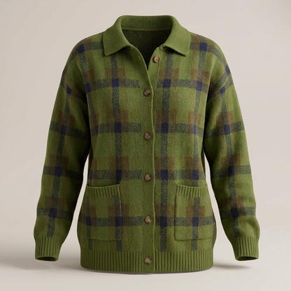 Vivienne Retro Check Sweater - Green