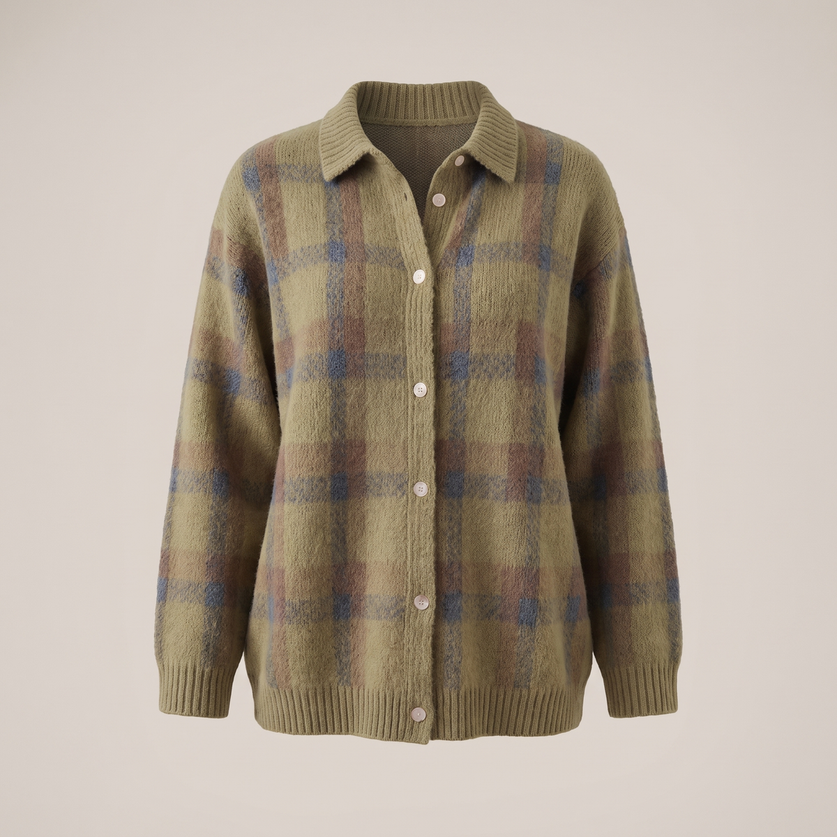 Vivienne Retro Check Sweater - Khaki
