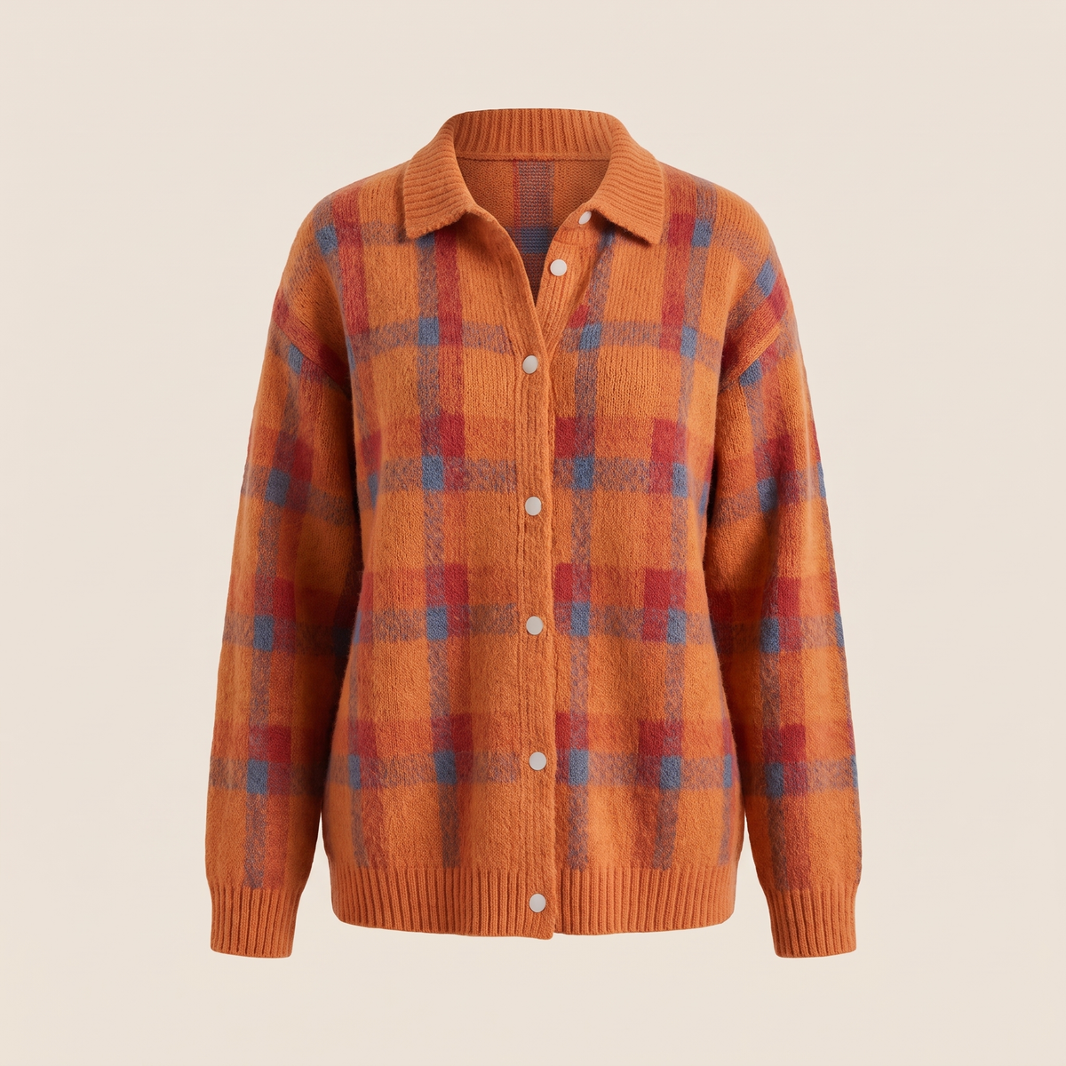 Vivienne Retro Check Sweater - Orange
