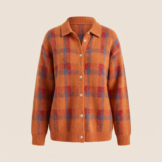 Vivienne Retro Check Sweater - Orange