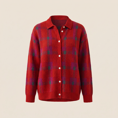 Vivienne Retro Check Sweater - Red