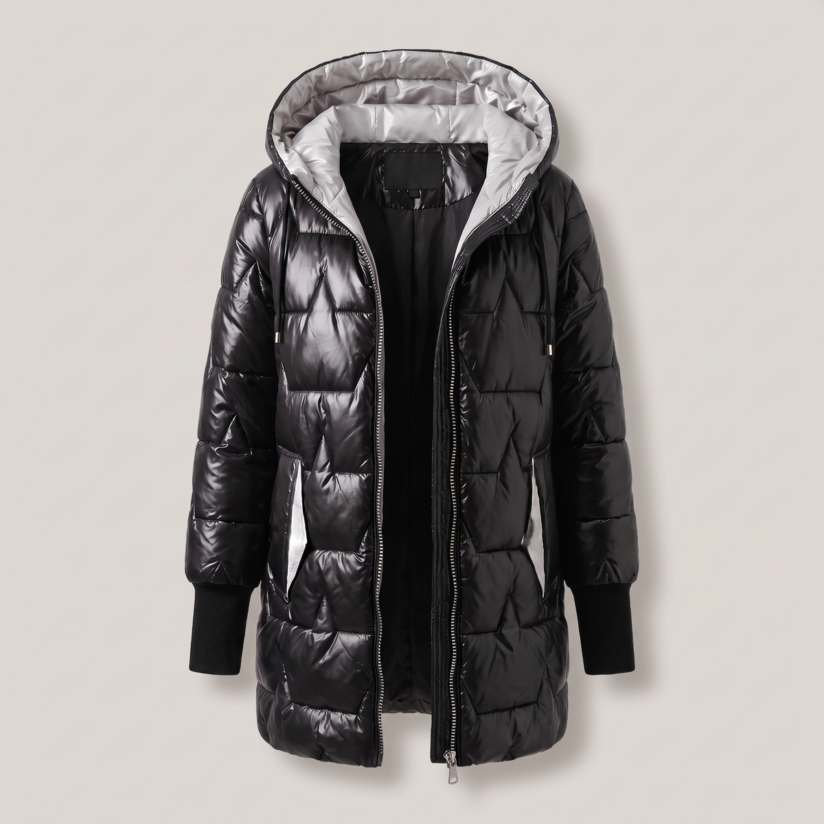 Warm Hooded Coat - Black