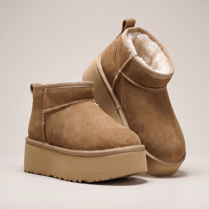 Warm-Lined Ankle Boots - Beige