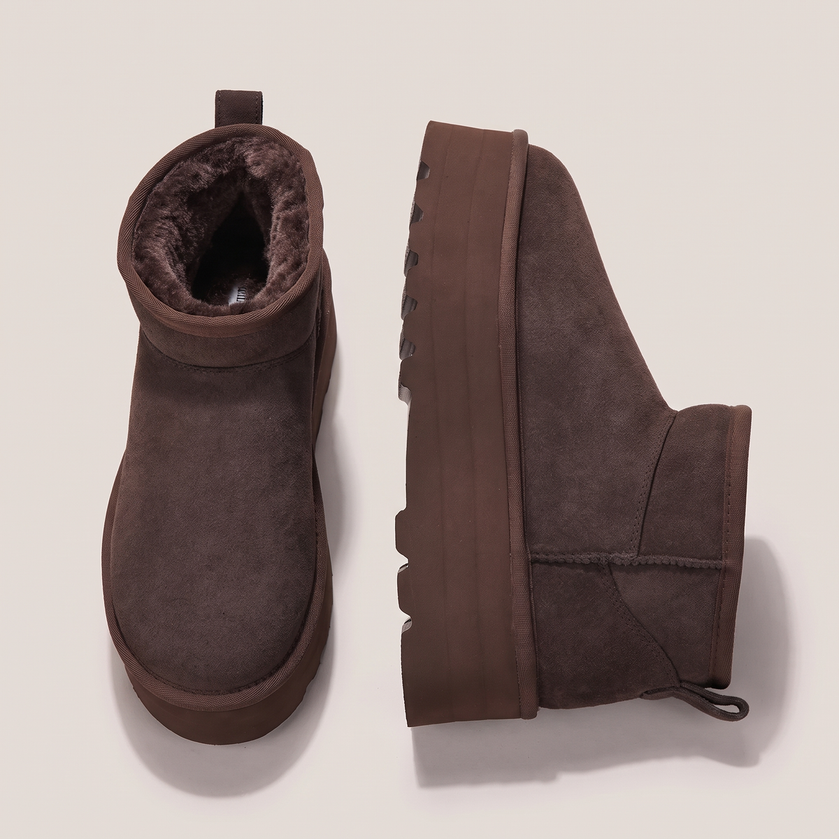 Warm-Lined Ankle Boots - Brown