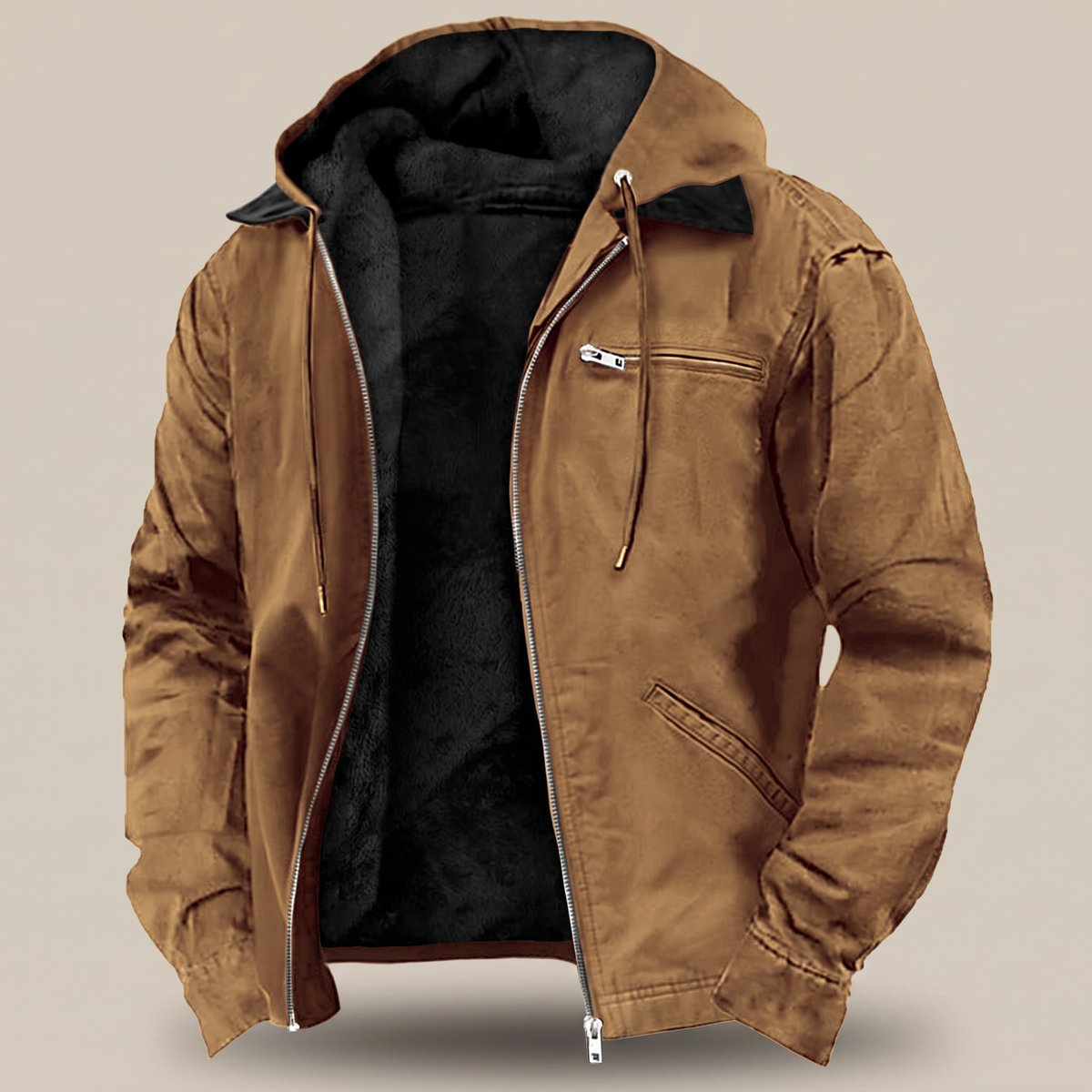 Wellington Full-Zip Hood Jacket - Camel