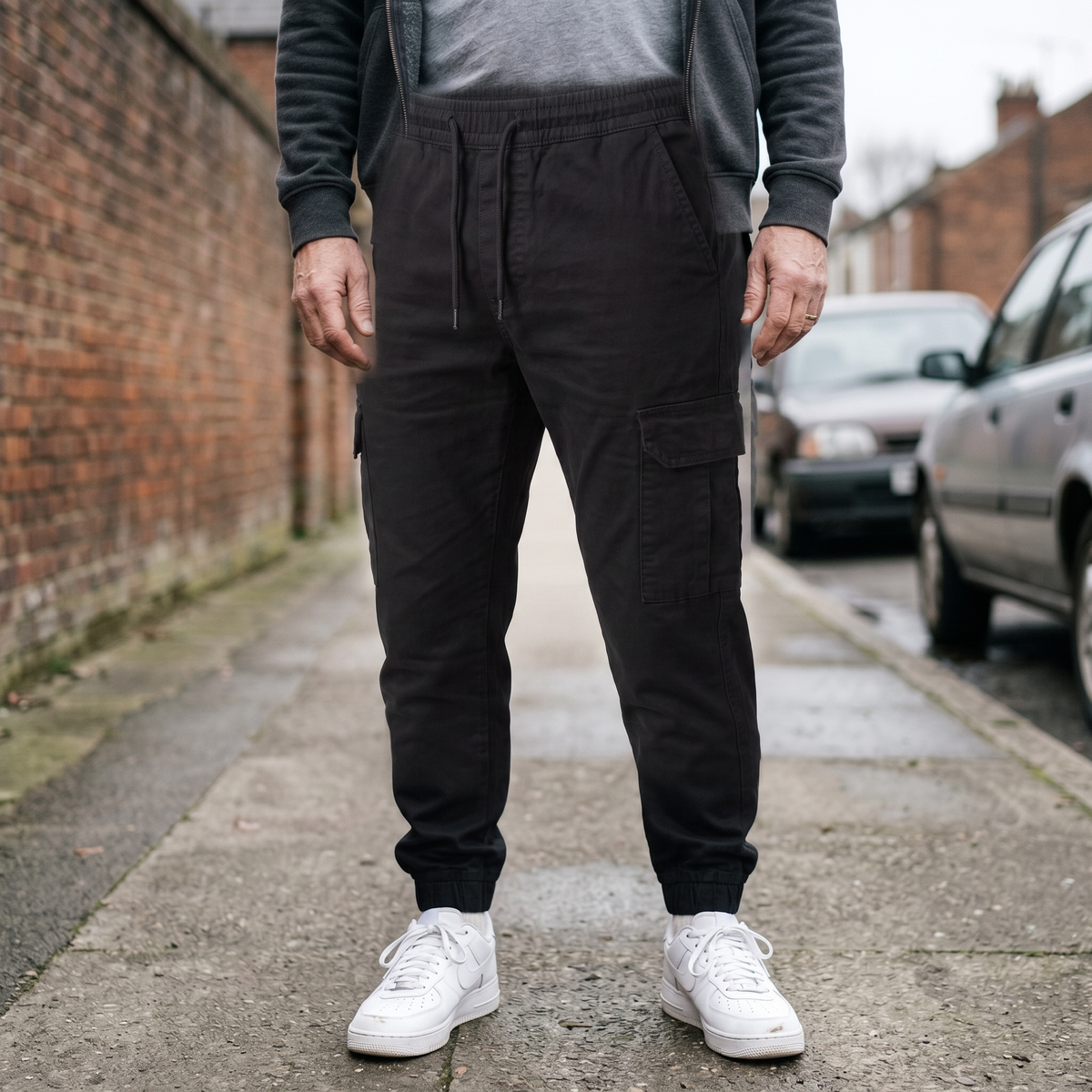 Westerby Tapered Cargo Joggers - Black