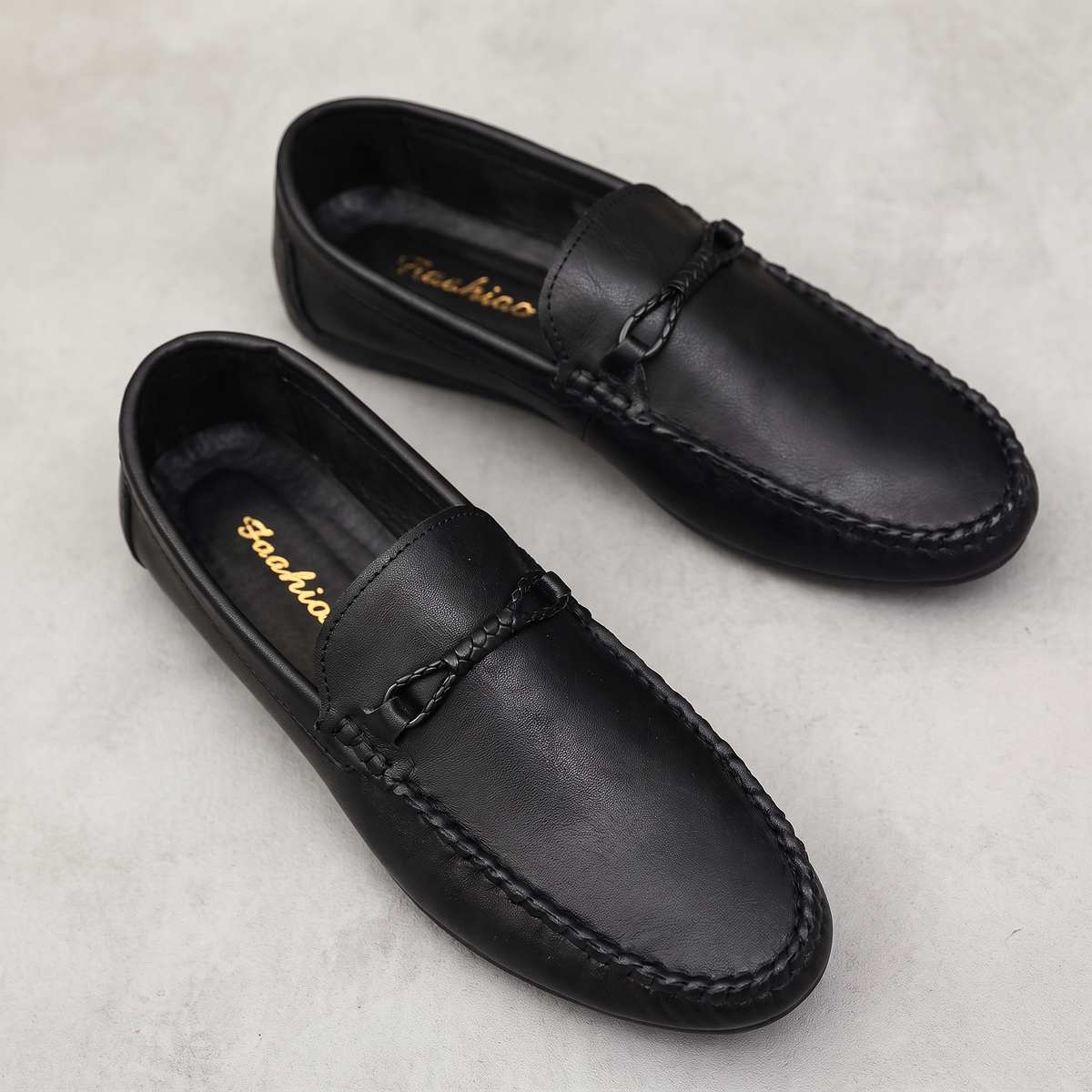 Westleigh Leather-Look Driving Shoes - Black