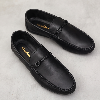 Westleigh Leather-Look Driving Shoes - Black