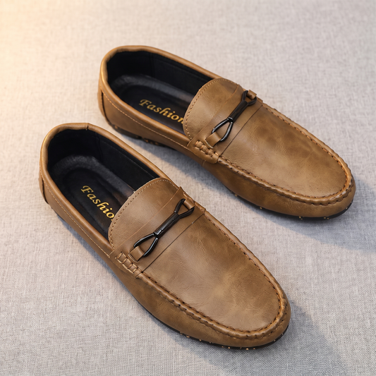 Westleigh Leather-Look Driving Shoes - Yellow