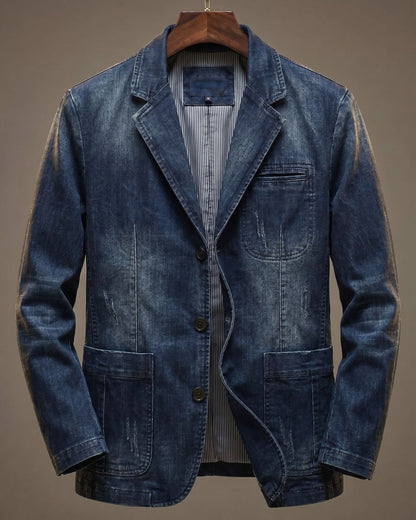Westley Cotton Blazer - Dark Denim