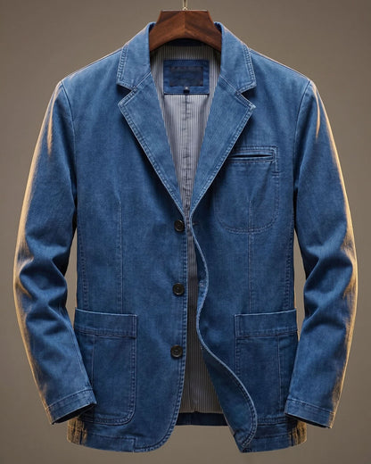 Westley Cotton Blazer - Light Denim