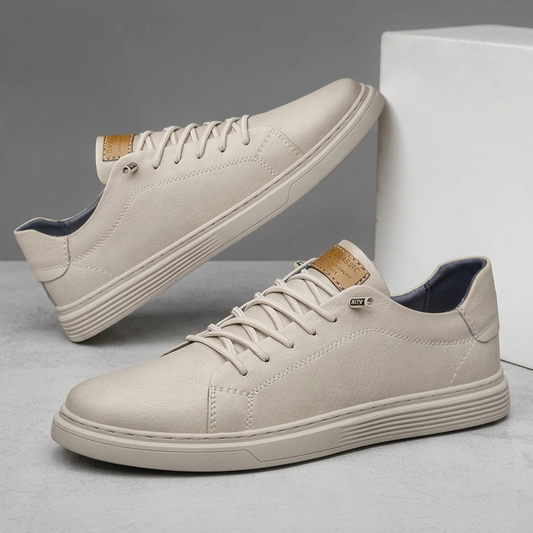Wetherby Executive Leather-Look Trainers - Off-White