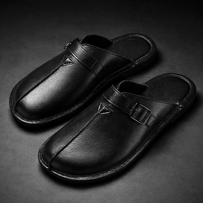 Whitcombe Leather-Look Mules - Black