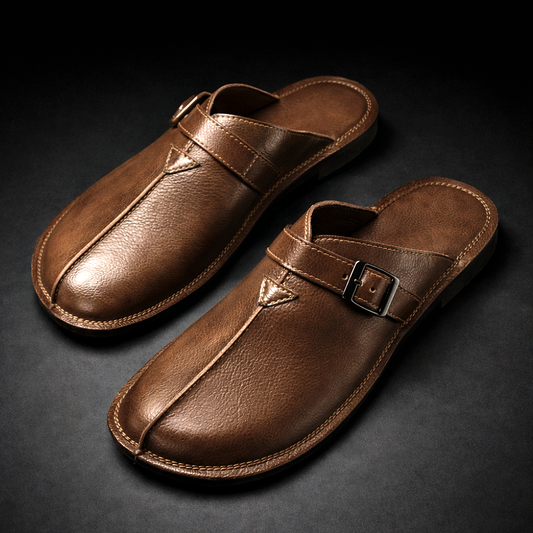 Whitcombe Leather-Look Mules - Brown