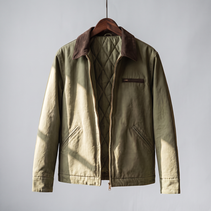 Whitlock Cotton Zip Jacket - Army Green