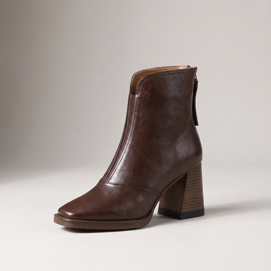 Whitney Leather-Look Ankle Boots - Brown