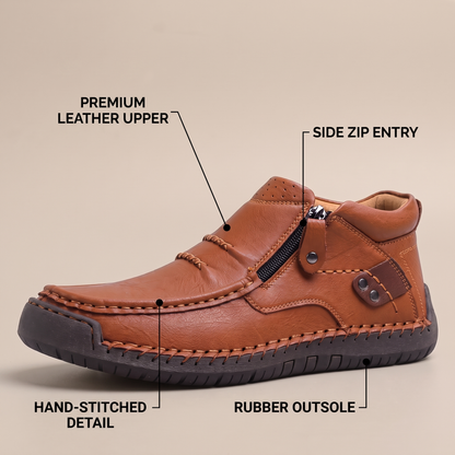 Wide Fit Leather-Look Walking Boots