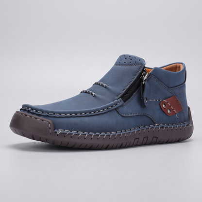 Wide Fit Leather-Look Walking Boots - Blue