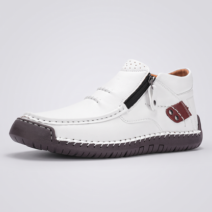 Wide Fit Leather-Look Walking Boots - White
