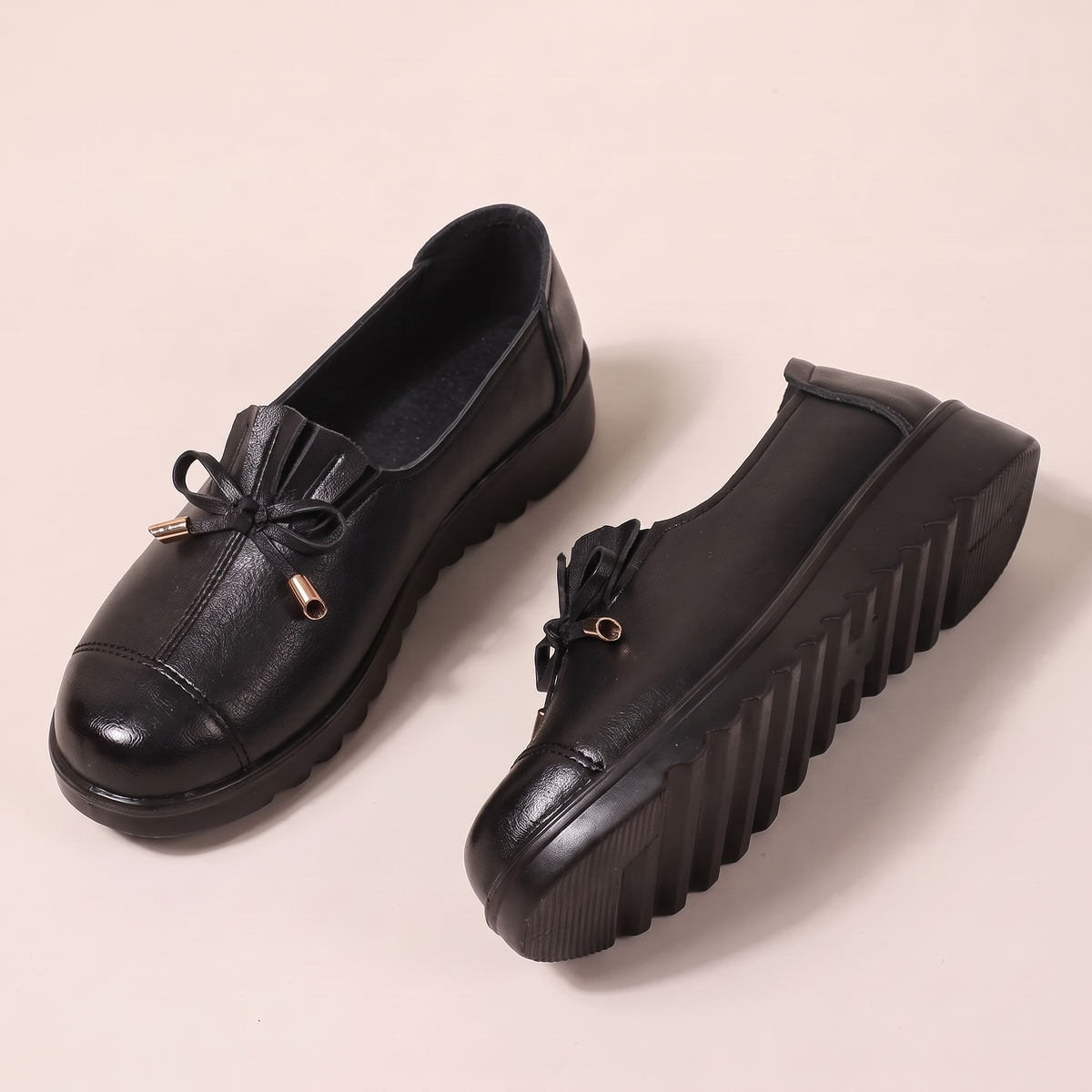 Wide Fit Support Loafers - Black