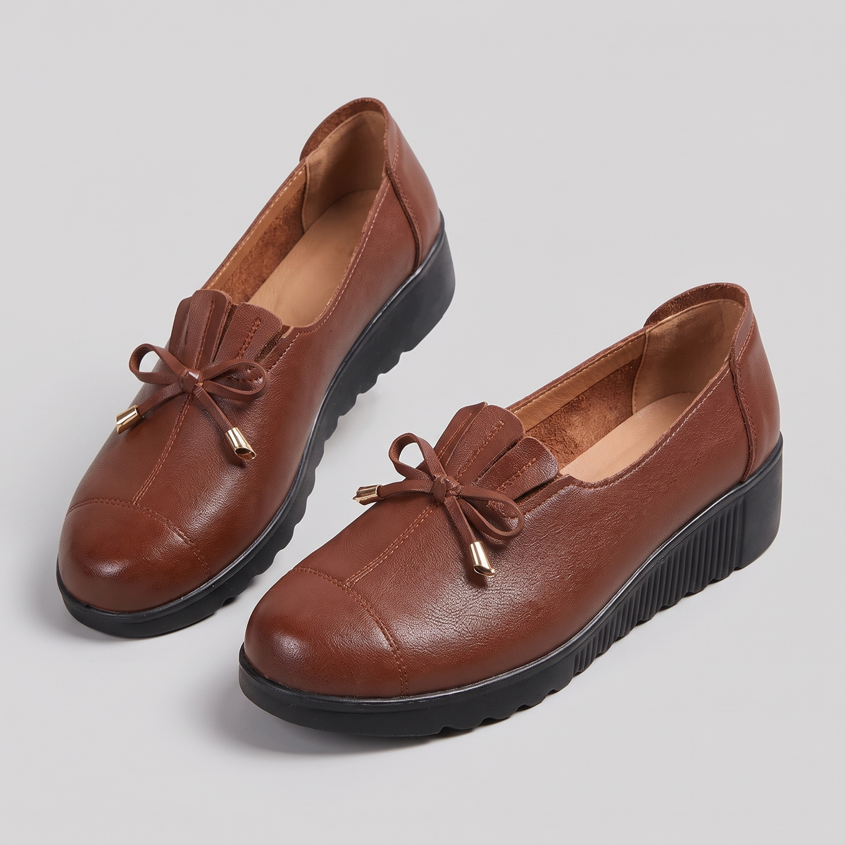Wide Fit Support Loafers - Brown