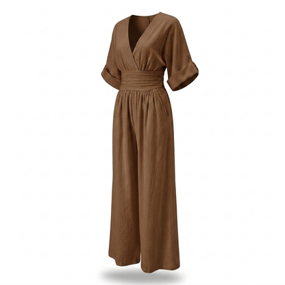 Winbourne Flowing Wide-Leg Jumpsuit - Brown