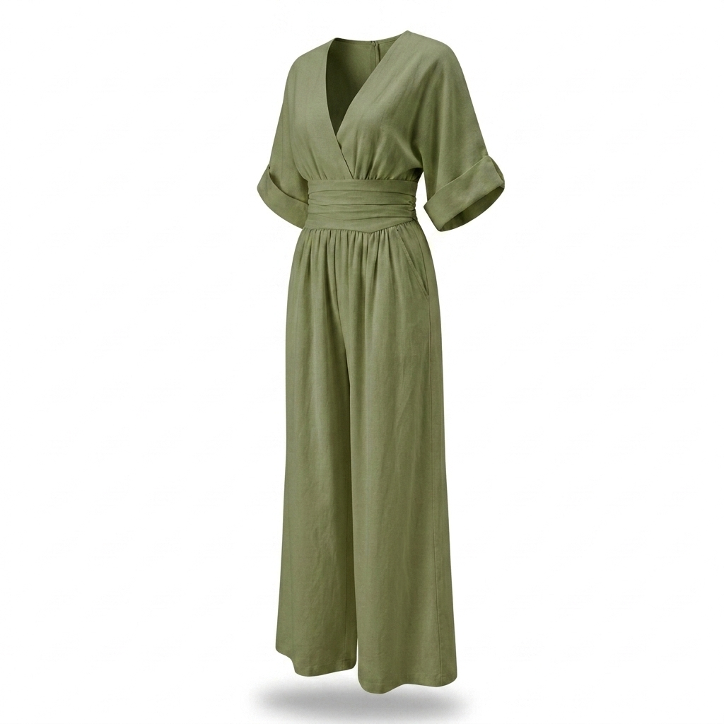 Winbourne Flowing Wide-Leg Jumpsuit - Green