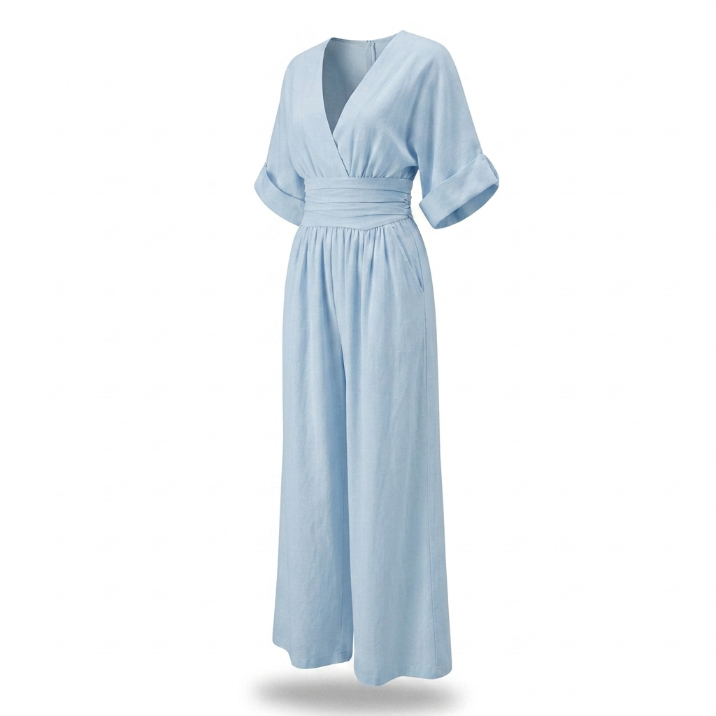 Winbourne Flowing Wide-Leg Jumpsuit - Sky Blue