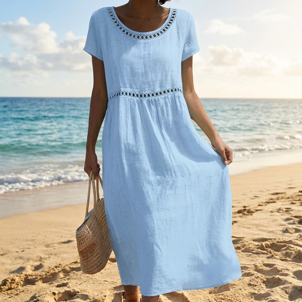 Wincroft Cutwork Summer Dress - Light  Blue